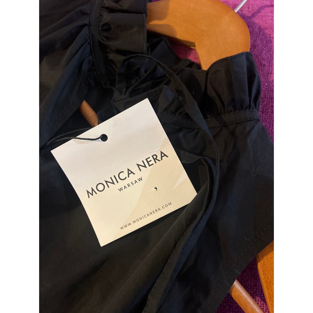 MONICA NERA Tiered Dress FEMININE SUSTAINABLE FASH Cotton NWT Sz XL Black Poplin - Picture 5 of 9